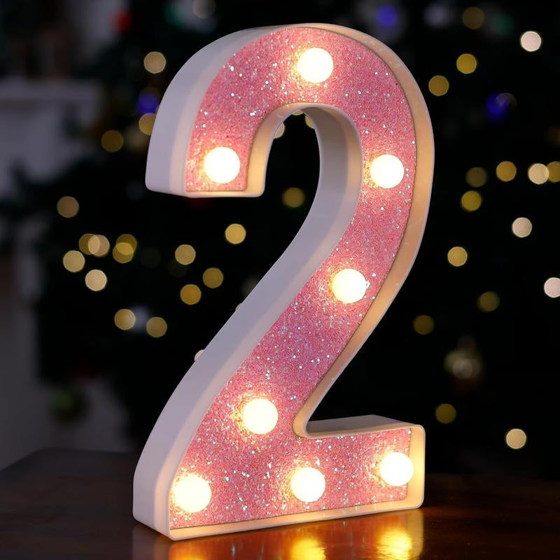 LED Letter Lights Pink Glitter Marquee Letters Light up Alphabet Letters Sign Battery Powered for Home Party Decoration Night Bar Wedding Birthday Holiday Lamp Girls Room Decor - Letter J