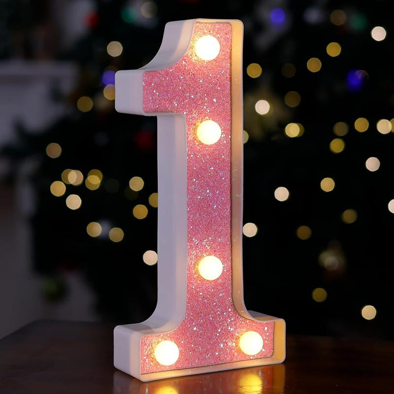 LED Letter Lights Pink Glitter Marquee Letters Light up Alphabet Letters Sign Battery Powered for Home Party Decoration Night Bar Wedding Birthday Holiday Lamp Girls Room Decor - Letter J