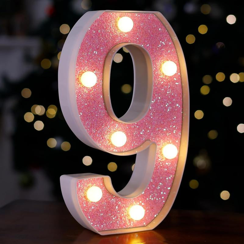 LED Letter Lights Pink Glitter Marquee Letters Light up Alphabet Letters Sign Battery Powered for Home Party Decoration Night Bar Wedding Birthday Holiday Lamp Girls Room Decor - Letter J