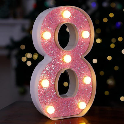 LED Letter Lights Pink Glitter Marquee Letters Light up Alphabet Letters Sign Battery Powered for Home Party Decoration Night Bar Wedding Birthday Holiday Lamp Girls Room Decor - Letter J