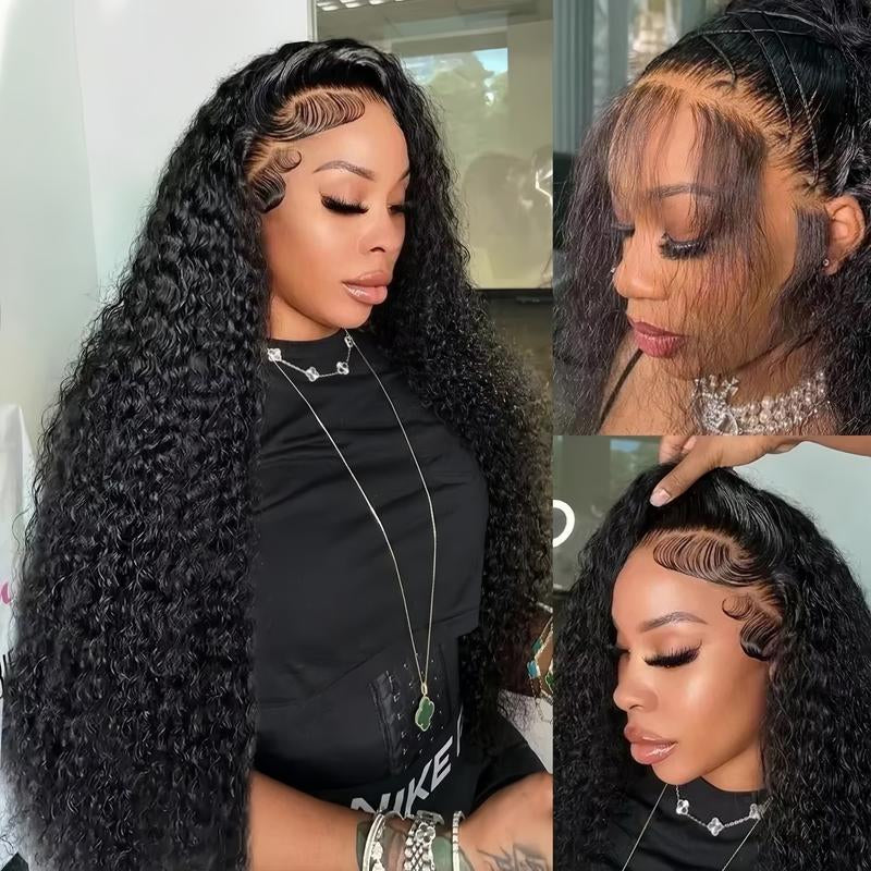 Cheetah Beauty Natural Black 13X6 HD Lace Front Wigs Human Hair Pre Plucked 180% Density Deep Wave Frontal Wigs for Women