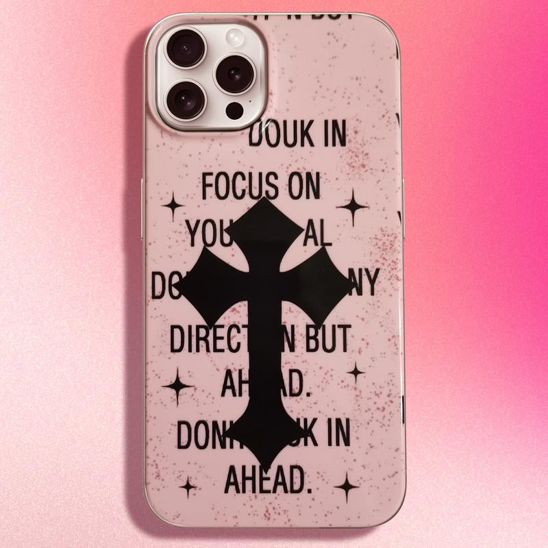 Pink Cross Iphone , Silicone Shockproof Phone with [Soft Scratch-Resistant Microfiber Lining] Protector Smartphone Protective Cellphone Protection Screen Protector Cover Handheld Iphone15Plus Case Accessories Casing Phonecase Devices Keyboard Phone Case