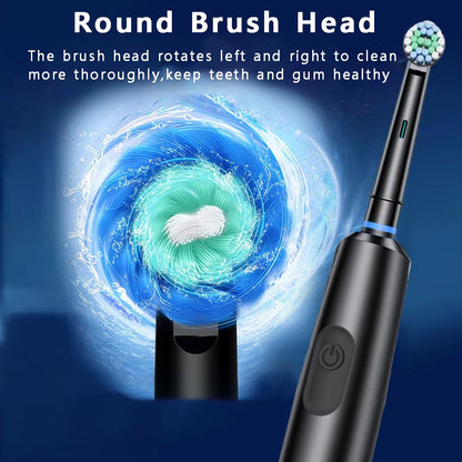 Rechargeable Electric Toothbrush Rotary Electric Tooth Brush for Adults Smart Tooth Brush Teeth Cleaner with 8 Soft Brush Heads