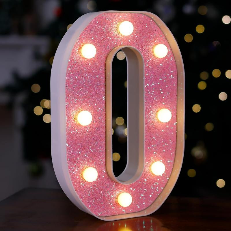 LED Letter Lights Pink Glitter Marquee Letters Light up Alphabet Letters Sign Battery Powered for Home Party Decoration Night Bar Wedding Birthday Holiday Lamp Girls Room Decor - Letter J