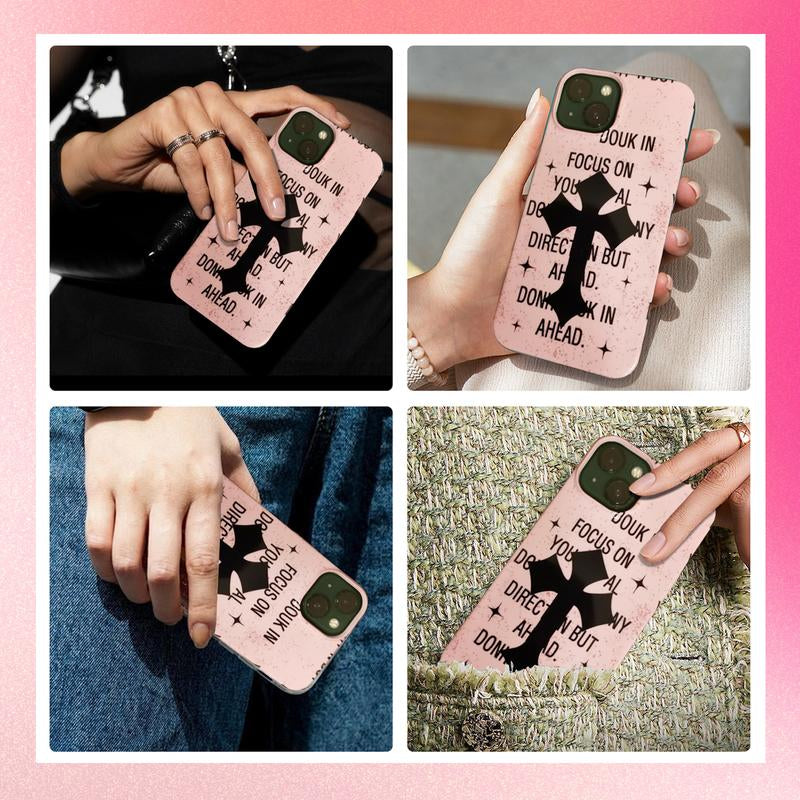 Pink Cross Iphone , Silicone Shockproof Phone with [Soft Scratch-Resistant Microfiber Lining] Protector Smartphone Protective Cellphone Protection Screen Protector Cover Handheld Iphone15Plus Case Accessories Casing Phonecase Devices Keyboard Phone Case