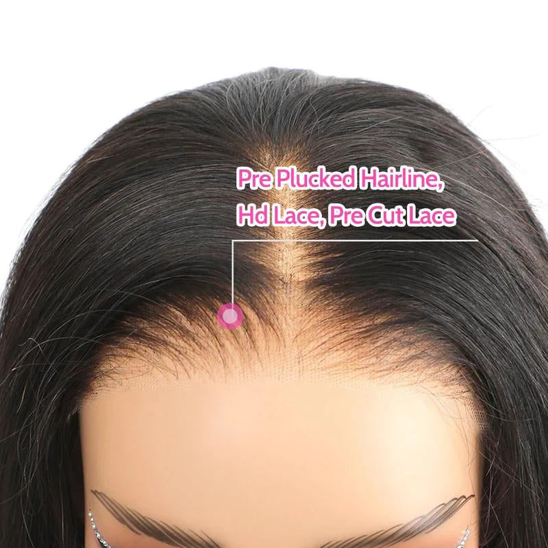 9X6 Glueless Wig Human Hair Ready to Wear Pre-Cut Lace Ready and Go Glueless Wigs Straight Lace Front Human Hair Wig for Women