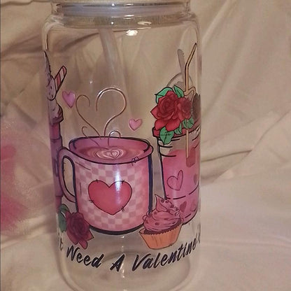 I Don'T Need a Valentine Just Coffee Glass Tumbler Beverage Bamboo Stylish Drinkware