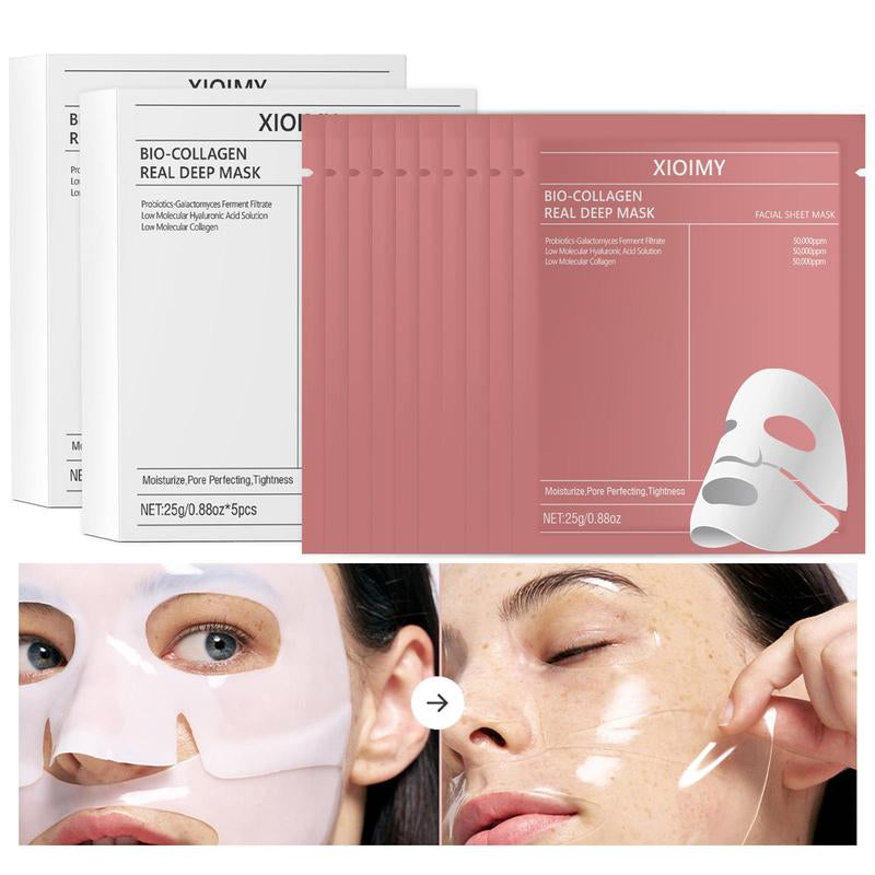 Collagen & Hyaluronic Acid Facial Mask, 2 Boxes Moisturizing Facial Mask, Deep Hydrating Face Mask, Face Care Product for Women & Men