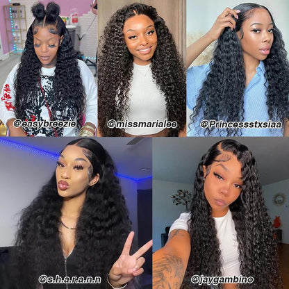 Cheetah Beauty Natural Black 13X6 HD Lace Front Wigs Human Hair Pre Plucked 180% Density Deep Wave Frontal Wigs for Women