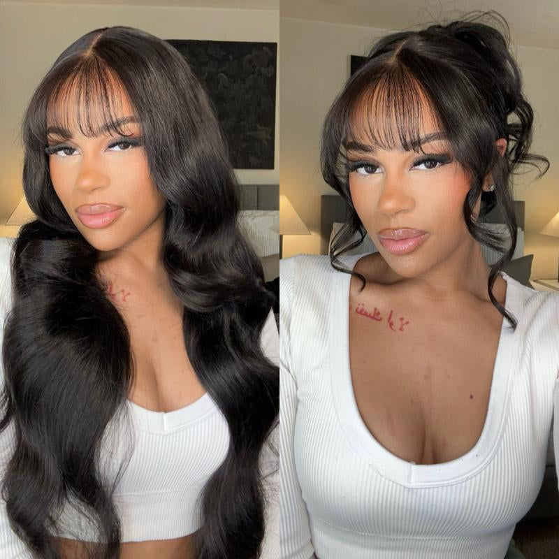 【NEW In】Unice 13X4/7X5 Pre-Everything HD Lace Frontal Black Fluffy Natural Loose Wave Curtain Bangs Wig Beginner Friendly