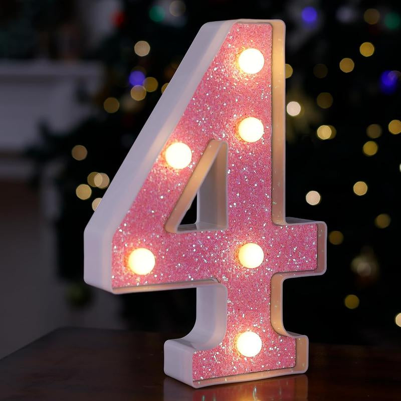 LED Letter Lights Pink Glitter Marquee Letters Light up Alphabet Letters Sign Battery Powered for Home Party Decoration Night Bar Wedding Birthday Holiday Lamp Girls Room Decor - Letter J