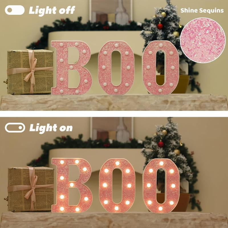 LED Letter Lights Pink Glitter Marquee Letters Light up Alphabet Letters Sign Battery Powered for Home Party Decoration Night Bar Wedding Birthday Holiday Lamp Girls Room Decor - Letter J