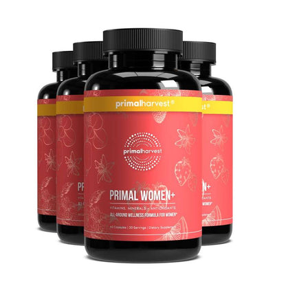 Primal Women+: 24 Essential Nutrient Multivitamin for Women. Formulated with Key Vitamins A, C, D3, E, B-Vitamins, GABA and More. 60 Capsules