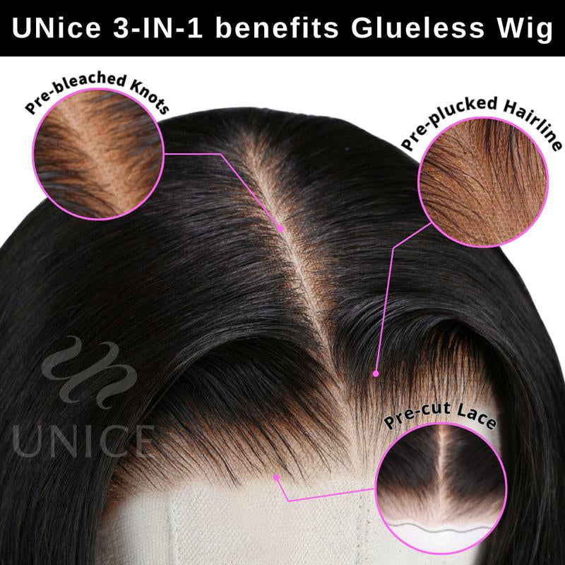 【NEW In】Unice 13X4/7X5 Pre-Everything HD Lace Frontal Black Fluffy Natural Loose Wave Curtain Bangs Wig Beginner Friendly