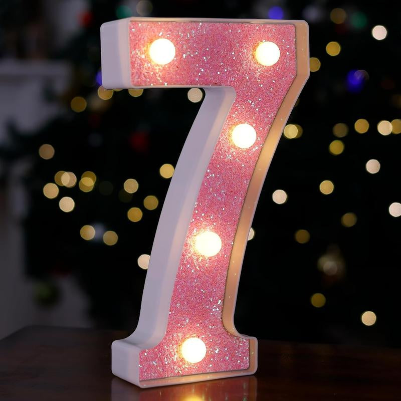 LED Letter Lights Pink Glitter Marquee Letters Light up Alphabet Letters Sign Battery Powered for Home Party Decoration Night Bar Wedding Birthday Holiday Lamp Girls Room Decor - Letter J