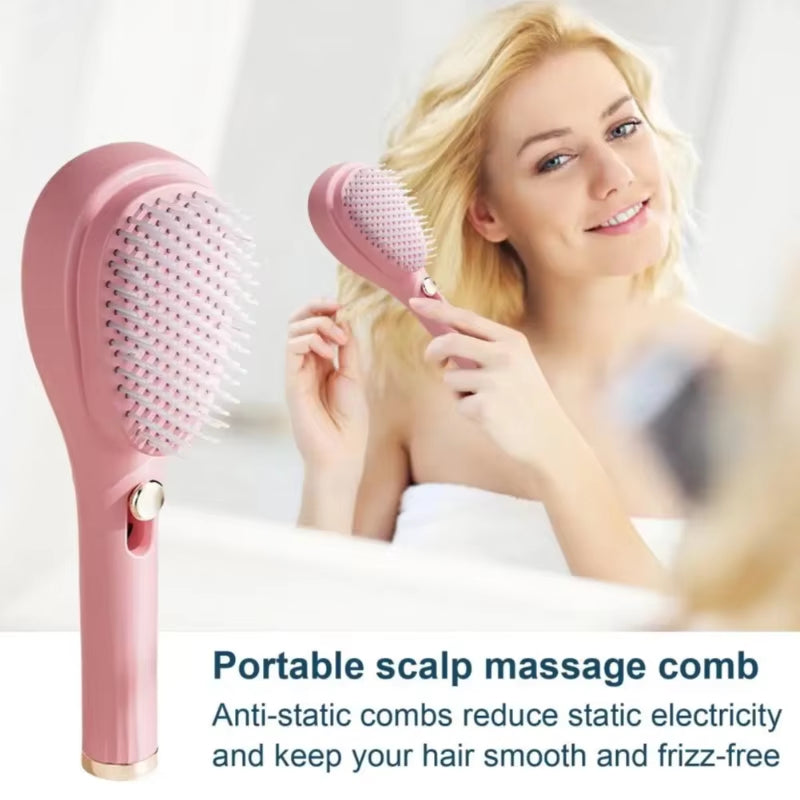 Self-Cleaning Hair Brush Massage Brush Portable Telescopic Hair Brush Anti-Static Scalp Detangling Comb Hairdressing Accessories