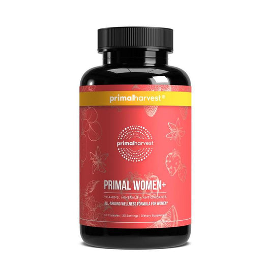 Primal Women+: 24 Essential Nutrient Multivitamin for Women. Formulated with Key Vitamins A, C, D3, E, B-Vitamins, GABA and More. 60 Capsules