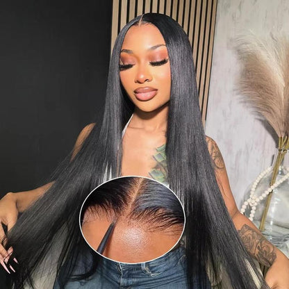 9X6 Glueless Wig Human Hair Ready to Wear Pre-Cut Lace Ready and Go Glueless Wigs Straight Lace Front Human Hair Wig for Women