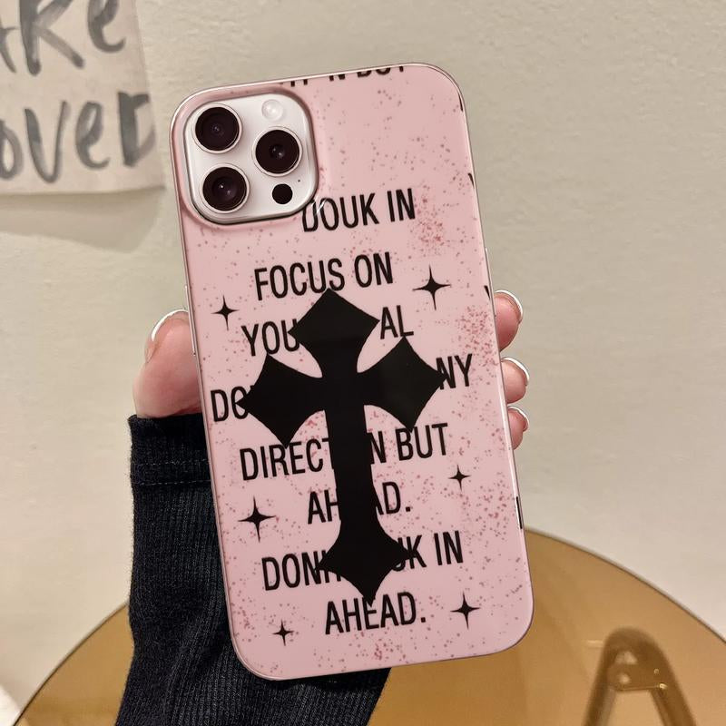 Pink Cross Iphone , Silicone Shockproof Phone with [Soft Scratch-Resistant Microfiber Lining] Protector Smartphone Protective Cellphone Protection Screen Protector Cover Handheld Iphone15Plus Case Accessories Casing Phonecase Devices Keyboard Phone Case