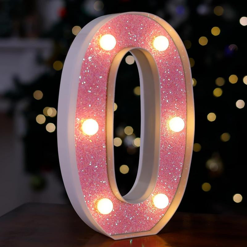 LED Letter Lights Pink Glitter Marquee Letters Light up Alphabet Letters Sign Battery Powered for Home Party Decoration Night Bar Wedding Birthday Holiday Lamp Girls Room Decor - Letter J