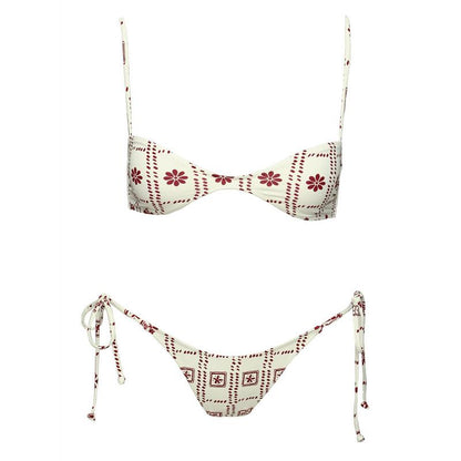 Patisserie Tie Side Bikini Bottoms White / Red